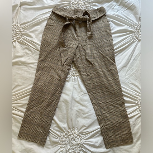 Cropped Checkered Tan Pants - Picture 1 of 3